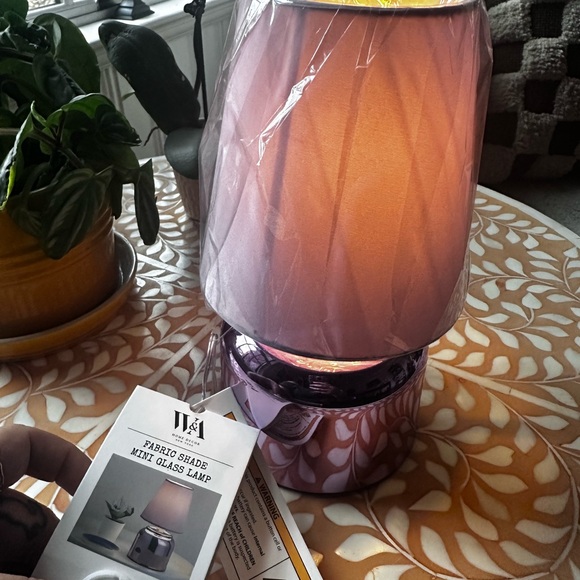 W&A Mini Metallic Purple Glass Lamp with Shade - Picture 2 of 6